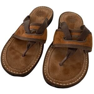 Women's UGG Matala Fuzzy Brown Casual Flip Flop Thong Sandals - Size: 7